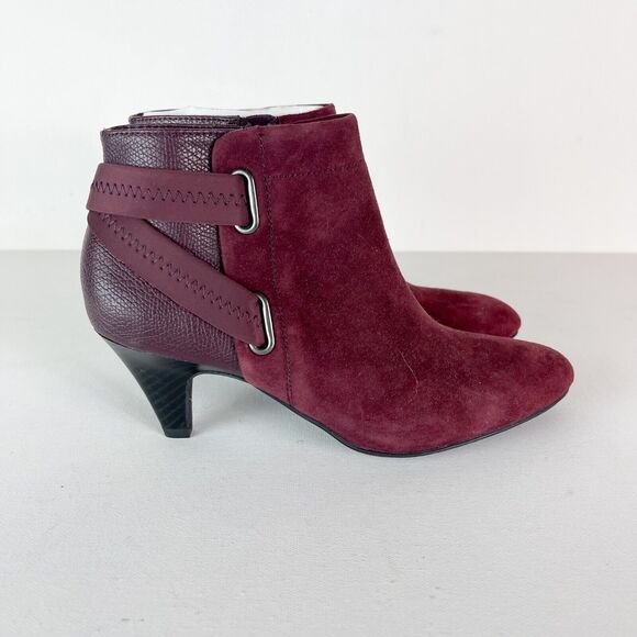 Alfani Womens NWOB Step N' Flex Vandela 2 Kitten Heel Maroon Booties 5.5 - Picture 1 of 7